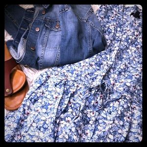 Blue Floral tank button up dress gap size 14